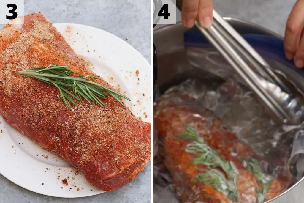 Ricetta del filetto di maiale confezionato sottovuoto: foto del passo 3 e 4.